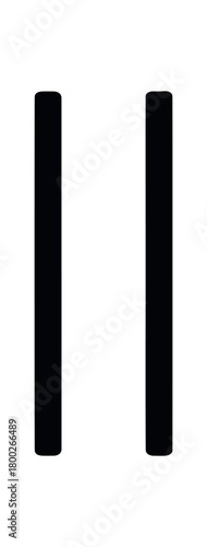 Flat vector illustration two stainless steel straws black and white solid black icon style straight tubes 2x1 grid equal spacing isolated on white