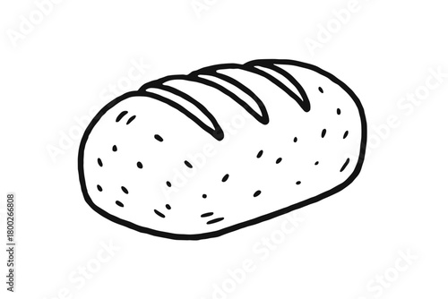 handdrawn cute doodle style bread loaf vector line illustration