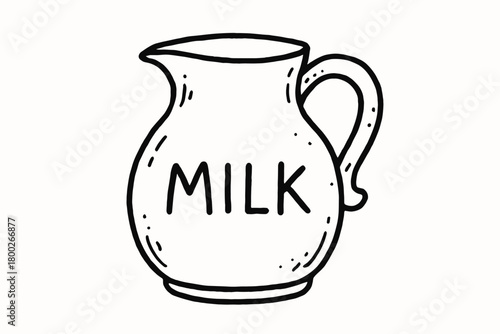 handdrawn cute doodle style milk jug vector line illustration