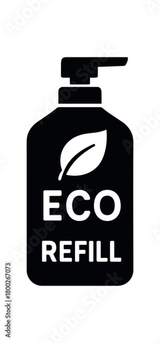 eco refill bottle flat black solid vector illustration isolated on white background