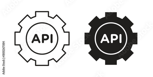 API icon with editable stroke. Thin Line and flat icons for UI designs
