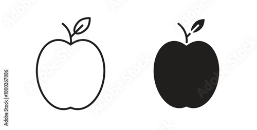 Apple icon with editable stroke. Thin Line and flat icons for UI designs