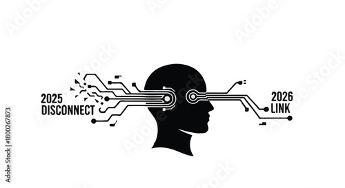 Digital mind with futuristic connections representing data flow and future technology integration