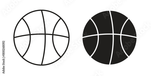 Basketball icon with editable stroke. Thin Line and flat icons for UI designs