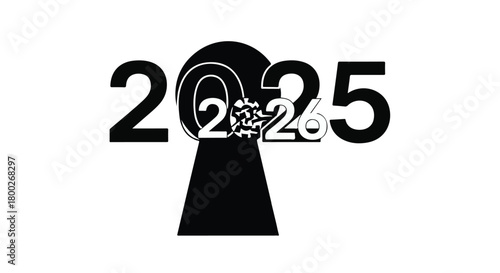 Future vision through a keyhole, representing opportunity and new beginnings for 2025