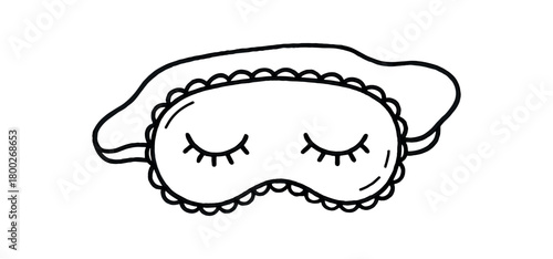 handdrawn cute doodle style sleep mask vector line illustration
