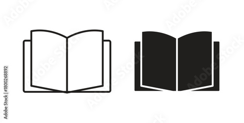 Book icon with editable stroke. Thin Line and flat icons for UI designs