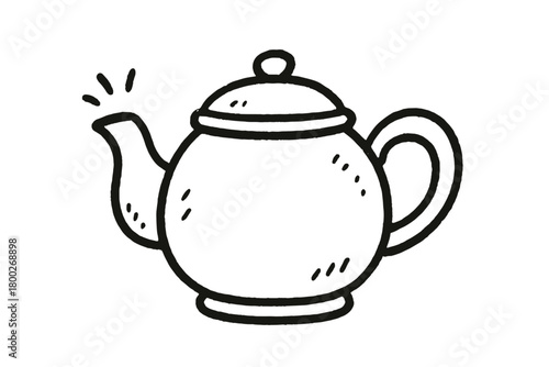 handdrawn cute doodle style teapot vector line illustration