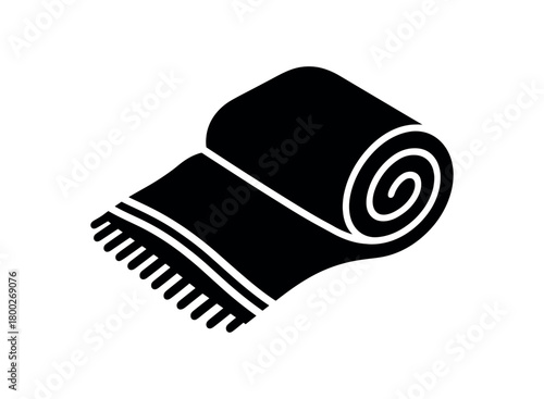 warm blanket flat black solid vector illustration isolated on white background