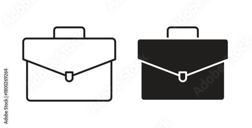 Briefcase icon with editable stroke. Thin Line and flat icons for UI designs
