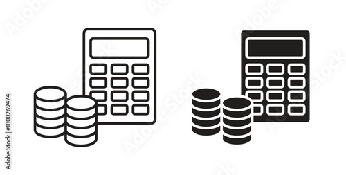 Budget icon with editable stroke. Thin Line and flat icons for UI designs