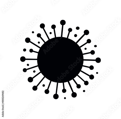 pollen circle flat black solid vector illustration isolated on white background