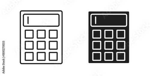 Calculator icon with editable stroke. Thin Line and flat icons for UI designs