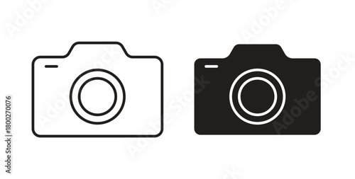 Camera icon with editable stroke. Thin Line and flat icons for UI designs