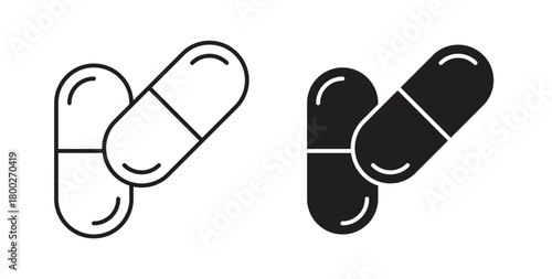 Capsule icon with editable stroke. Thin Line and flat icons for UI designs