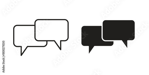 Chat bubble icon with editable stroke. Thin Line and flat icons for UI designs