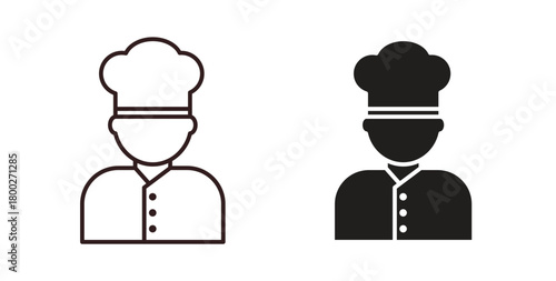Chef icon with editable stroke. Thin Line and flat icons for UI designs