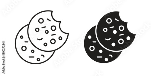 Cookie icon with editable stroke. Thin Line and flat icons for UI designs