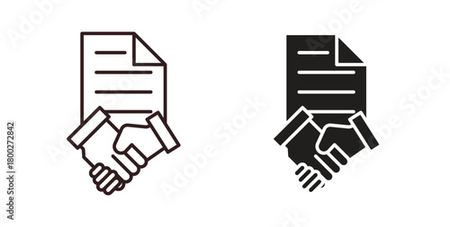 Contract icon with editable stroke. Thin Line and flat icons for UI designs