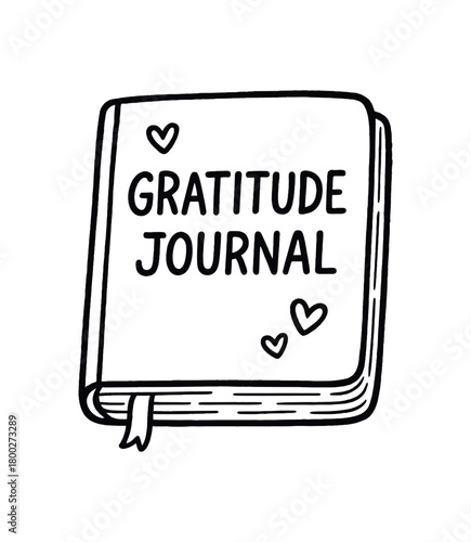 handdrawn cute doodle style gratitude journal vector line illustration