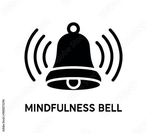 mindfulness bell flat black solid vector illustration isolated on white background