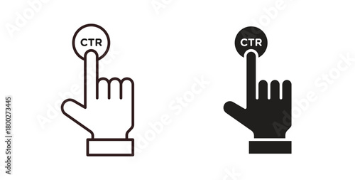 CTR icon with editable stroke. Thin Line and flat icons for UI designs