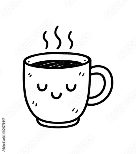 handdrawn cute doodle style warm drink mug vector line illustration