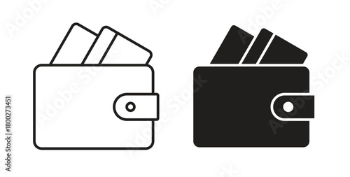 Cryptocurrency wallet icon with editable stroke. Thin Line and flat icons for UI designs