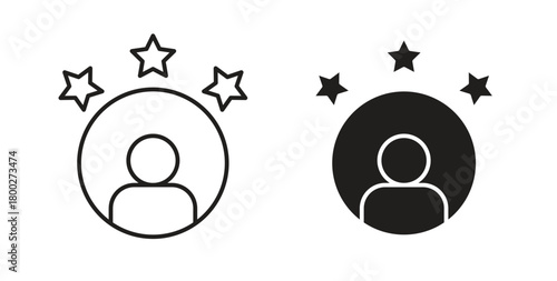 Customer loyalty icon with editable stroke. Thin Line and flat icons for UI designs