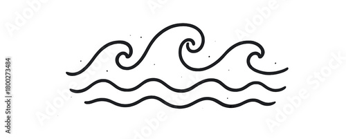 handdrawn cute doodle style calm waves symbol vector line illustration