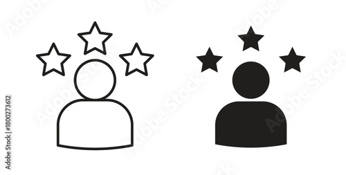 Customer satisfaction icon with editable stroke. Thin Line and flat icons for UI designs