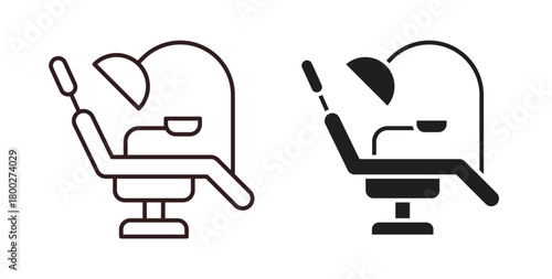 Dentist chair icon with editable stroke. Thin Line and flat icons for UI designs