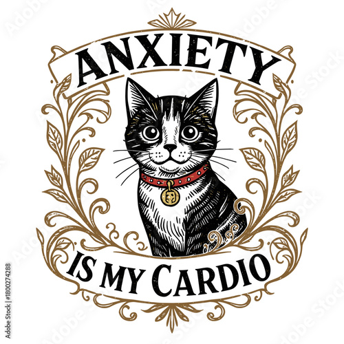 Cute black and white cat with a collar explores its surroundings in a cozy home setting filled with floral decorations