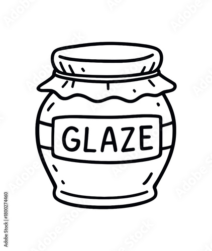 handdrawn cute doodle style glaze jar vector line illustration