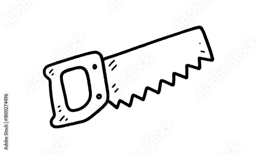 handdrawn cute doodle style saw vector line illustration