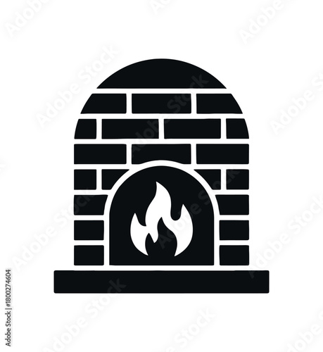 kiln oven flat black solid vector illustration isolated on white background