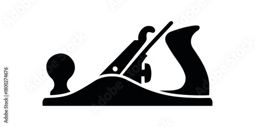 hand plane tool flat black solid vector illustration isolated on white background
