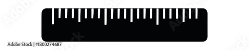 measuring ruler flat black solid vector illustration isolated on white background
