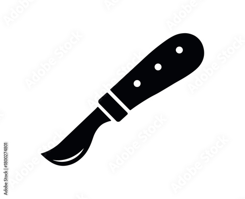 wood carving knife flat black solid vector illustration isolated on white background
