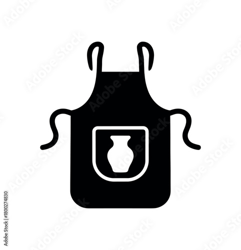 pottery apron flat black solid vector illustration isolated on white background