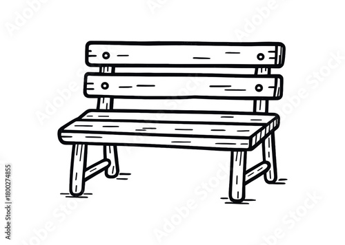 handdrawn cute doodle style wooden bench vector line illustration
