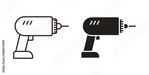 Drill icon with editable stroke. Thin Line and flat icons for UI designs