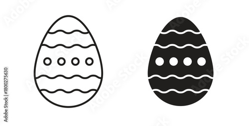 Easter egg icon with editable stroke. Thin Line and flat icons for UI designs