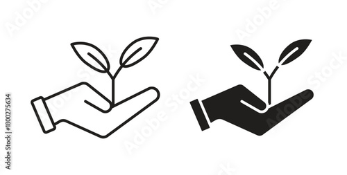 Eco-friendly icon with editable stroke. Thin Line and flat icons for UI designs