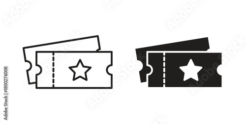 Event ticket icon with editable stroke. Thin Line and flat icons for UI designs