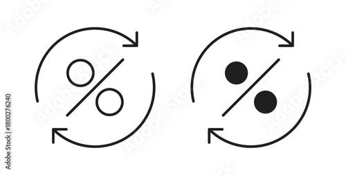 Exchange rate icon with editable stroke. Thin Line and flat icons for UI designs