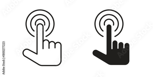 finger tap icon with editable stroke. Thin Line and flat icons for UI designs