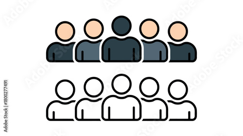 Diverse group of people represented by simple icons, highlighting unity and community.