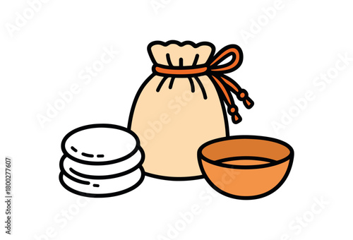 Cute doodle zero plastic bathroom collection flat vector illustration bold handdrawn outlines bright solid fills isolated on white clean white space sticker style minimal detail reusable