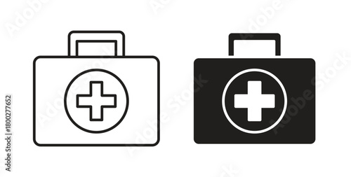 First aid icon with editable stroke. Thin Line and flat icons for UI designs